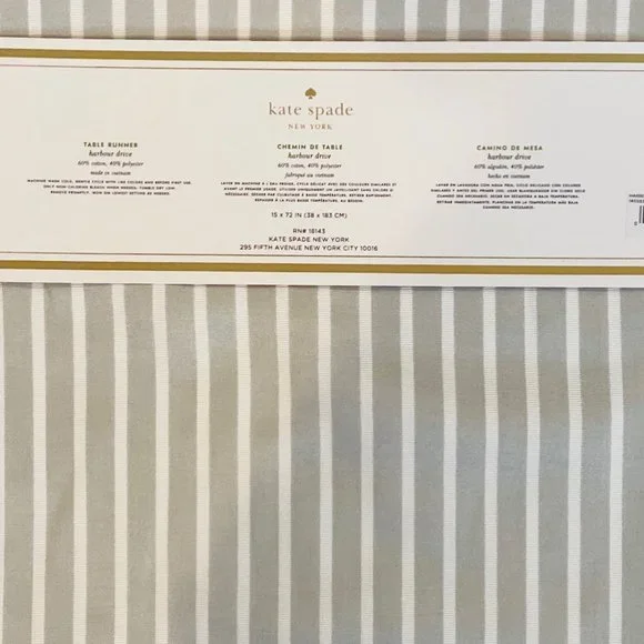 Kate Spade "Harbour Drive" Platnium, White Table Runner, cotton blend, 72" - Picture 5 of 10